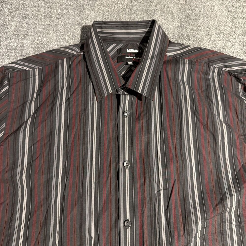 Murano Modern Comfort XLA Shirt Mens XL Black Striped Button Front Long Sleeve